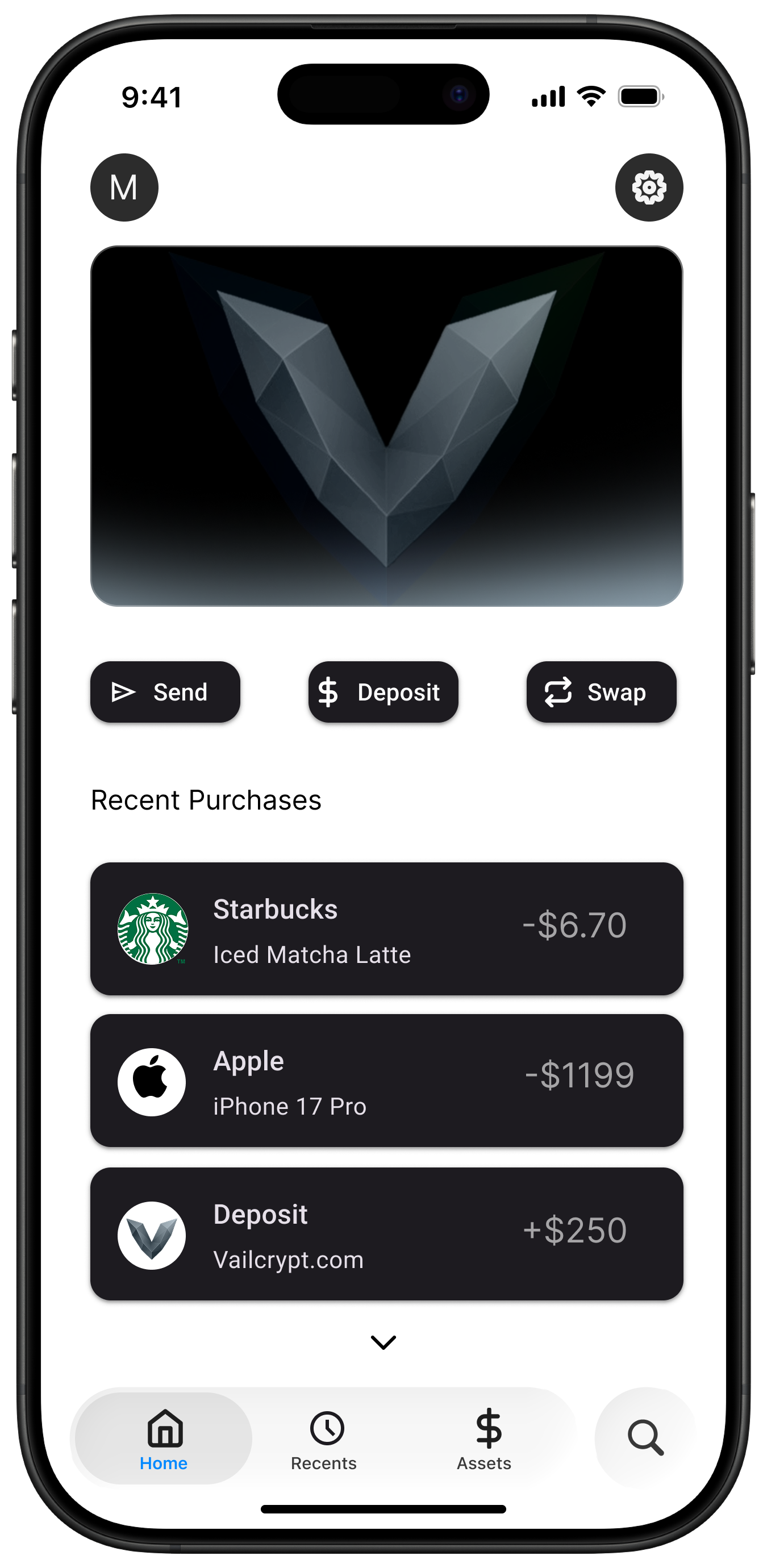 Vailcrypt App Interface